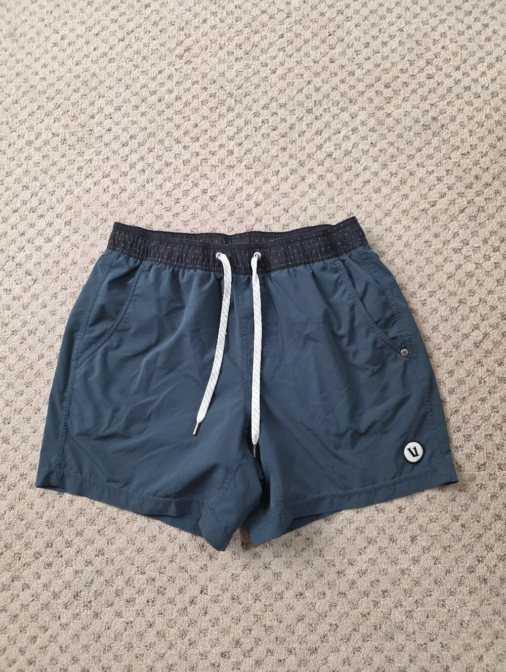 Vuori Slate Blue Swim Trunks with Contrast Waistband